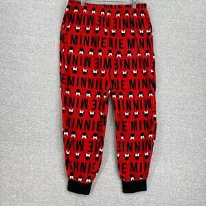 Disney Pajama Pants Womens Small Red Black Minnie Mouse Lounge Sleep Bottoms PJs